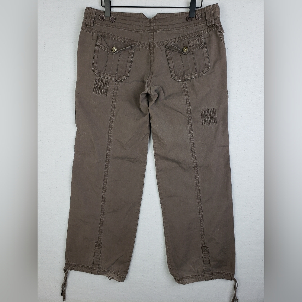 Vintage Y2K Picasso Pants Cargo Baggy Low Rise Relaxed Distressed Taupe Brown L - Picture 6 of 13